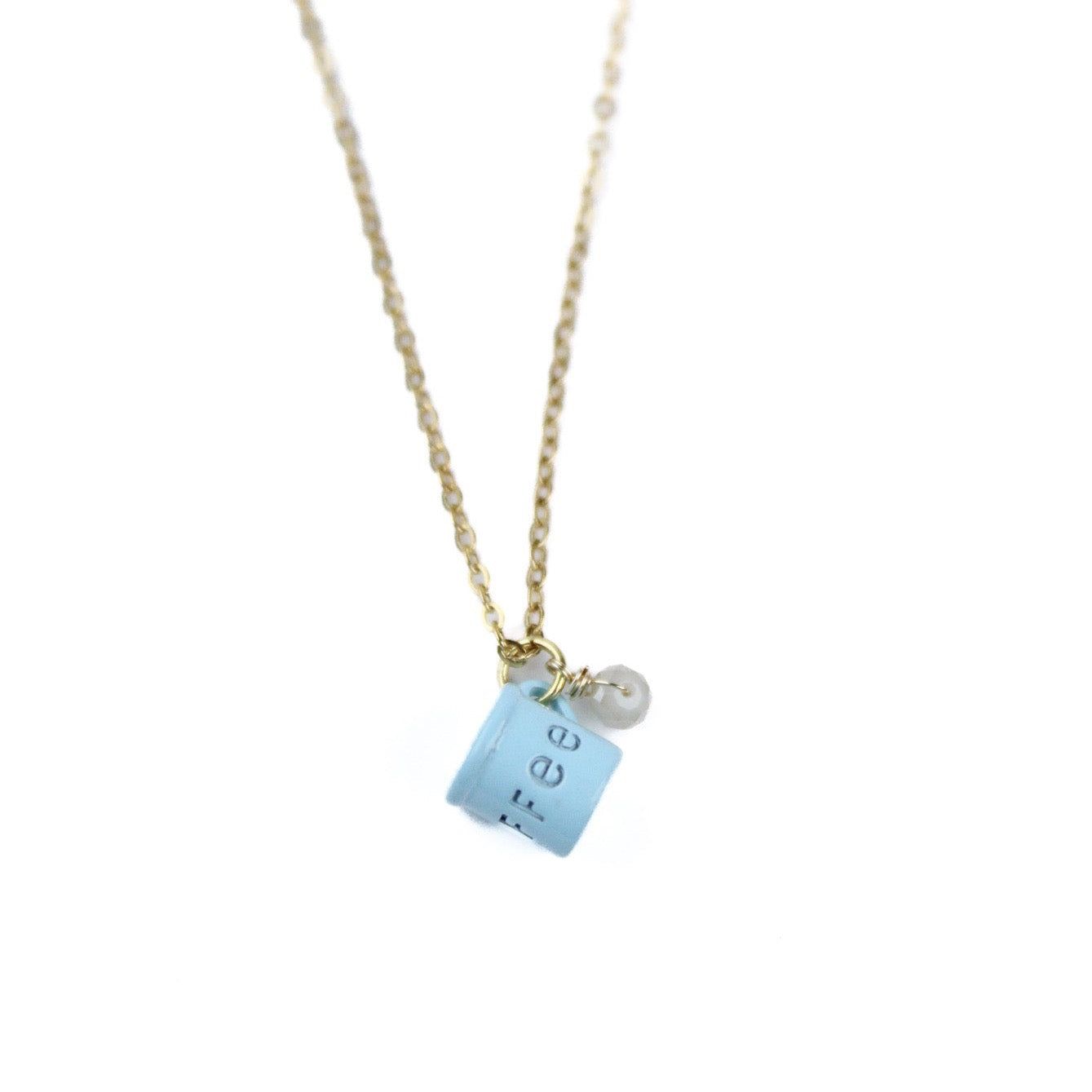 Coffee Blue Cup Necklace